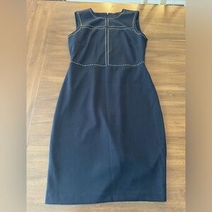 Ivanka Trump Navy Blue Studded Sheath Dress 4